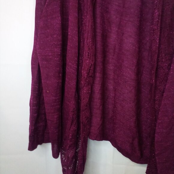 Jaclyn Smith Cardigan 3X Long Sleeve Open Front Lightweight Crochet Lace Purple - Picture 7 of 16